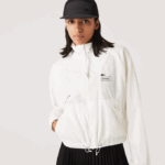 Women Lacoste V0ZN2626 White 70V Mesh Lined Nylon Jacket - Image 9