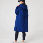Women Lacoste V0ZN2628 Blue BDM Long Hooded Water-Resistant Parka - Image 3