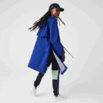 Women Lacoste V0ZN2628 Blue BDM Long Hooded Water-Resistant Parka - Image 4