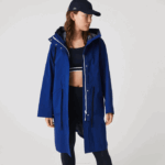 Women Lacoste V0ZN2628 Blue BDM Long Hooded Water-Resistant Parka - Image 9