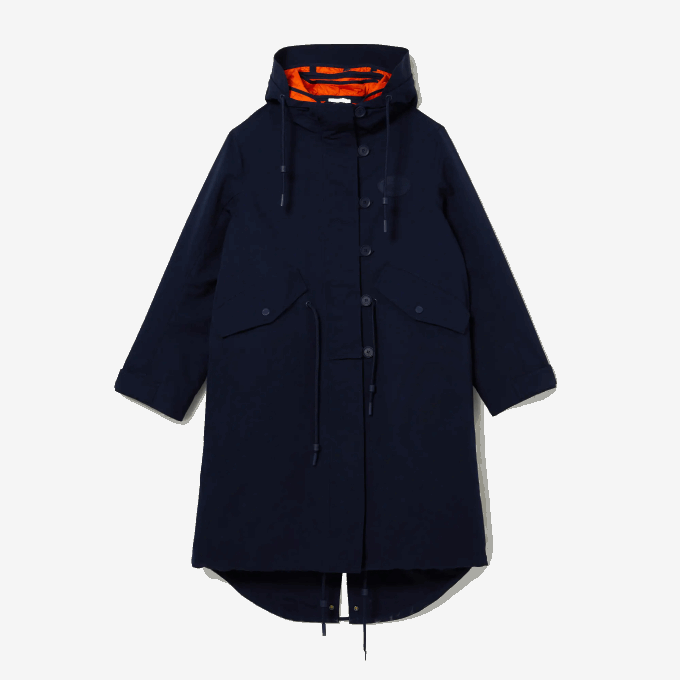 Women Lacoste V0ZN2629 Navy Blue Orange PF1 Water-Repellent 3-In-1 Parka - Image 5