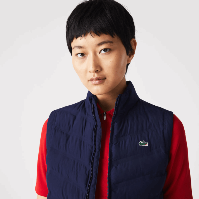Women Lacoste V0ZN2630 Navy Blue 423 SPORT Quilted Golf Vest - Image 3
