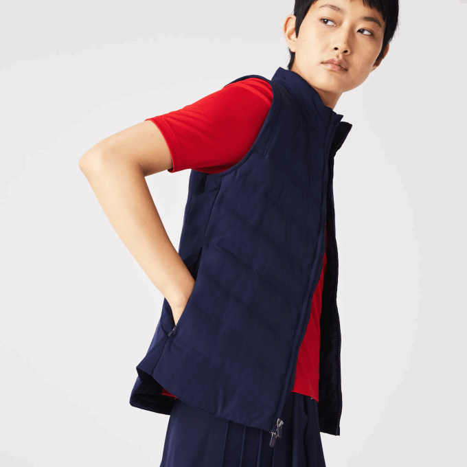 Women Lacoste V0ZN2630 Navy Blue 423 SPORT Quilted Golf Vest - Image 5
