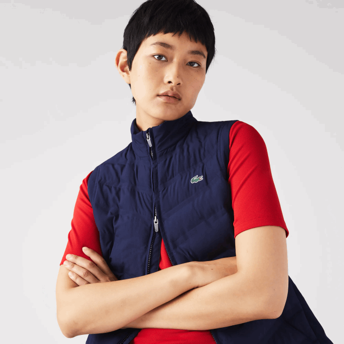 Women Lacoste V0ZN2630 Navy Blue 423 SPORT Quilted Golf Vest - Image 1
