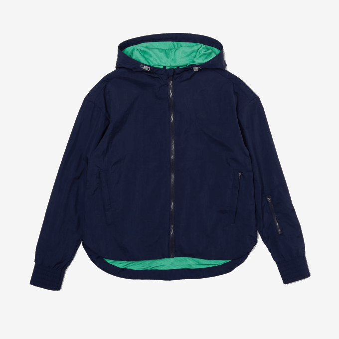 Women Lacoste V0ZN2633 Navy Blue Green BWY SPORT Light Zippered Nylon And Mesh Jacket - Image 5