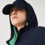 Women Lacoste V0ZN2633 Navy Blue Green BWY SPORT Light Zippered Nylon And Mesh Jacket - Image 6