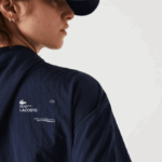 Women Lacoste V0ZN2633 Navy Blue Green BWY SPORT Light Zippered Nylon And Mesh Jacket - Image 7