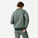 Women Lacoste V0ZN2635 Green Beige 7M4 Loose Fit Monogram Print Cardigan - Image 3