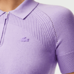 Women Lacoste V0ZN2637 Purple GFU Zip Neck Knit Sweater - Image 2