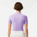 Women Lacoste V0ZN2637 Purple GFU Zip Neck Knit Sweater - Image 3