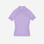 Women Lacoste V0ZN2637 Purple GFU Zip Neck Knit Sweater - Image 5