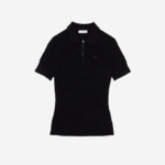 Women Lacoste V0ZN2638 Black 031 Zip Neck Knit Sweater - Image 5