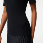 Women Lacoste V0ZN2638 Black 031 Zip Neck Knit Sweater - Image 7