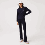 Women Lacoste V0ZN2639 Navy Blue 166 Crew Neck Wool Sweater - Image 2