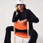 Women Lacoste V0ZN2639 Navy Blue 166 Crew Neck Wool Sweater
