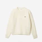 Women Lacoste V0ZN2640 White 70V Crew Neck Wool Sweater - Image 5