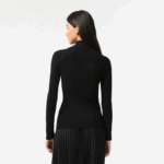 Women Lacoste V0ZN2646 Black 031 Zip Neck Sweater - Image 3