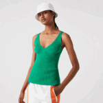 Women Lacoste V0ZN2647 Green LDM Seamless Ribbed Knit Tank Top - Image 5