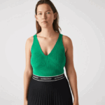 Women Lacoste V0ZN2647 Green LDM Seamless Ribbed Knit Tank Top - Image 8