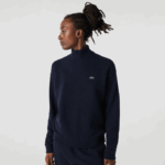 Women Lacoste V0ZN2650 Navy Blue 166 High-Neck Wool Sweater - Image 2