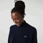 Women Lacoste V0ZN2650 Navy Blue 166 High-Neck Wool Sweater - Image 5