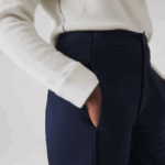 Women Lacoste V0ZN2652 Navy Blue 166 Cotton Gabardine Pants - Image 2
