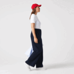 Women Lacoste V0ZN2652 Navy Blue 166 Cotton Gabardine Pants - Image 11