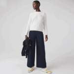 Women Lacoste V0ZN2652 Navy Blue 166 Cotton Gabardine Pants