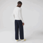 Women Lacoste V0ZN2652 Navy Blue 166 Cotton Gabardine Pants - Image 4