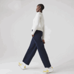 Women Lacoste V0ZN2652 Navy Blue 166 Cotton Gabardine Pants - Image 7