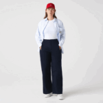 Women Lacoste V0ZN2652 Navy Blue 166 Cotton Gabardine Pants - Image 9