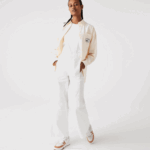 Women Lacoste V0ZN2653 White 70V Cotton Gabardine Pants