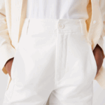 Women Lacoste V0ZN2653 White 70V Cotton Gabardine Pants - Image 4