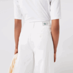 Women Lacoste V0ZN2653 White 70V Cotton Gabardine Pants - Image 6