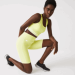 Women Lacoste V0ZN2655 Flashy Yellow Green BZC SPORT Bike Shorts - Image 2