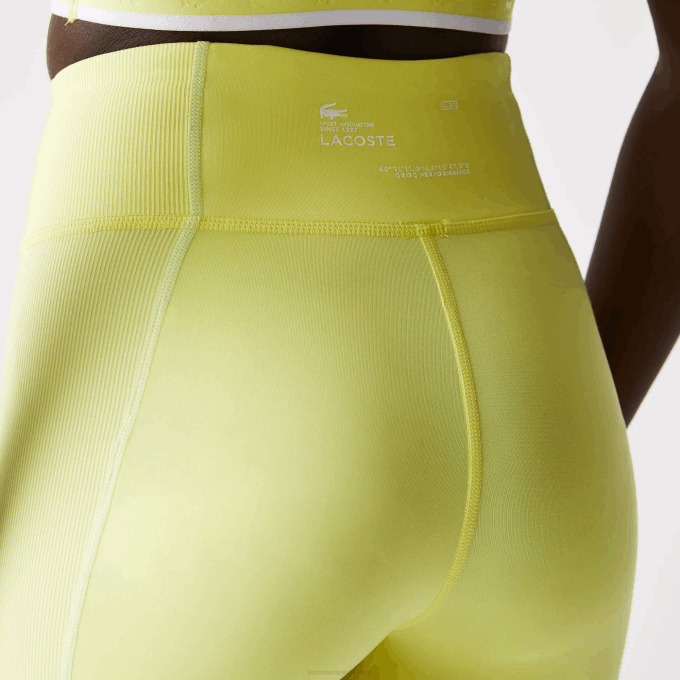 Women Lacoste V0ZN2655 Flashy Yellow Green BZC SPORT Bike Shorts - Image 4