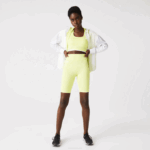 Women Lacoste V0ZN2655 Flashy Yellow Green BZC SPORT Bike Shorts - Image 5