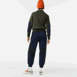 Women Lacoste V0ZN2656 Khaki Green Navy Blue U74 Zip Trucker Neck Colorblock Sweater - Image 3
