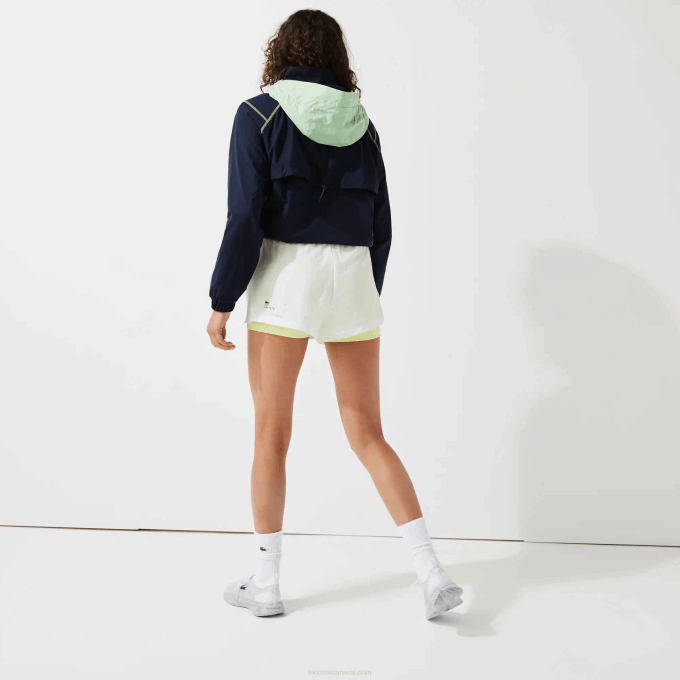 Women Lacoste V0ZN2659 White Flashy Yellow 6B2 SPORT Light Nylon Shorts - Image 3