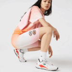 Women Lacoste V0ZN2661 Pink White Orange DFK SPORT Summer Pack Gradient Bike Shorts