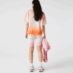 Women Lacoste V0ZN2661 Pink White Orange DFK SPORT Summer Pack Gradient Bike Shorts - Image 3