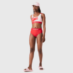 Women Lacoste V0ZN2662 Red Blue PWY Print Bikini Bottom
