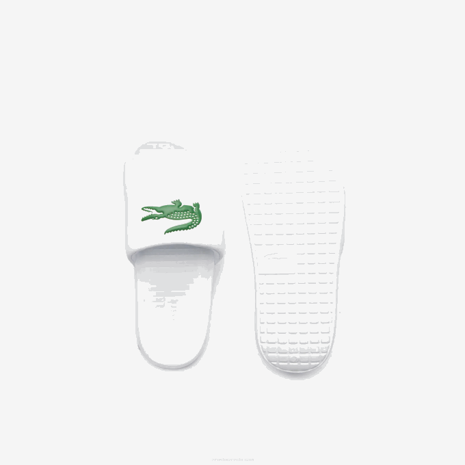 Women Lacoste V0ZN2685 White/Green 082 Croco 1.0 Synthetic Slides - Image 4