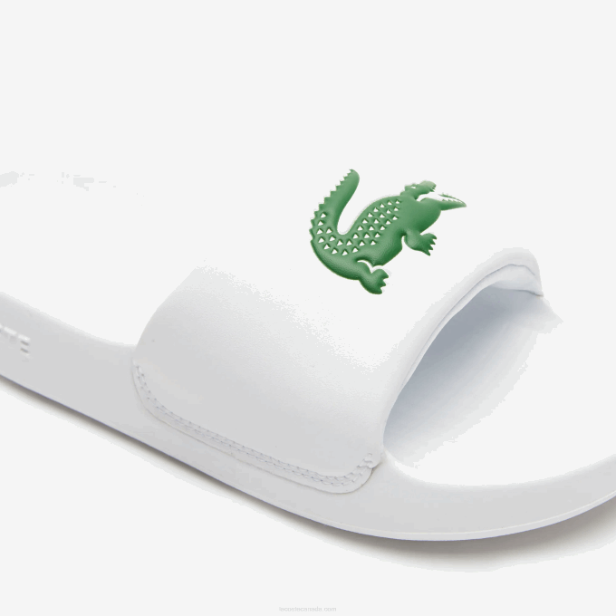 Women Lacoste V0ZN2685 White/Green 082 Croco 1.0 Synthetic Slides - Image 6