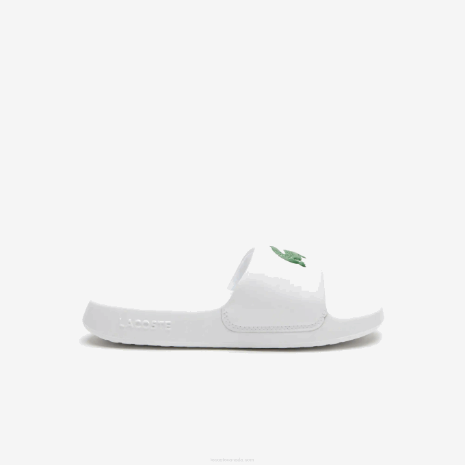Women Lacoste V0ZN2685 White/Green 082 Croco 1.0 Synthetic Slides - Image 1