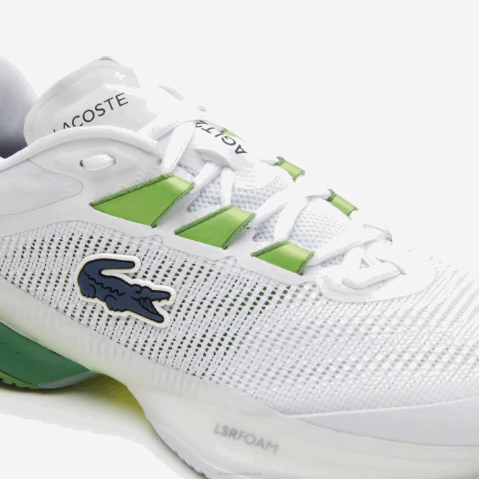 Women Lacoste V0ZN2689 White/Green 082 AG-LT23 Ultra Textile Tennis Shoes - Image 6