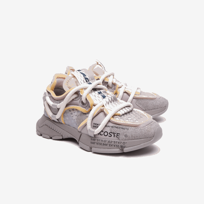 Women Lacoste V0ZN2692 Grey White 1E7 L003 Active Runway Textile Sneakers - Image 2