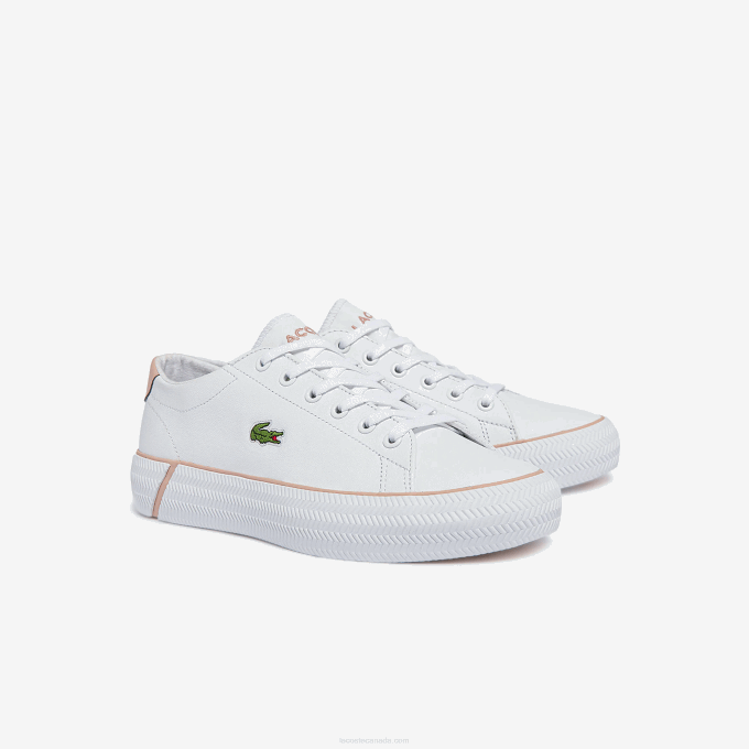 Women Lacoste V0ZN2695 White & Light Pink 1Y9 Gripshot BL Leather and Synthetic Sneakers - Image 2