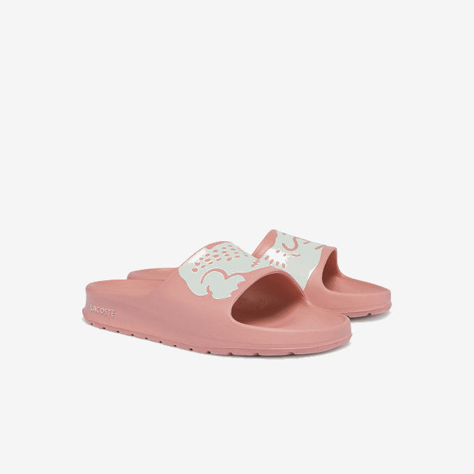 Women Lacoste V0ZN2696 Light Pink & White 208 Croco 2.0 Synthetic Print Slides - Image 2