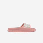 Women Lacoste V0ZN2696 Light Pink & White 208 Croco 2.0 Synthetic Print Slides